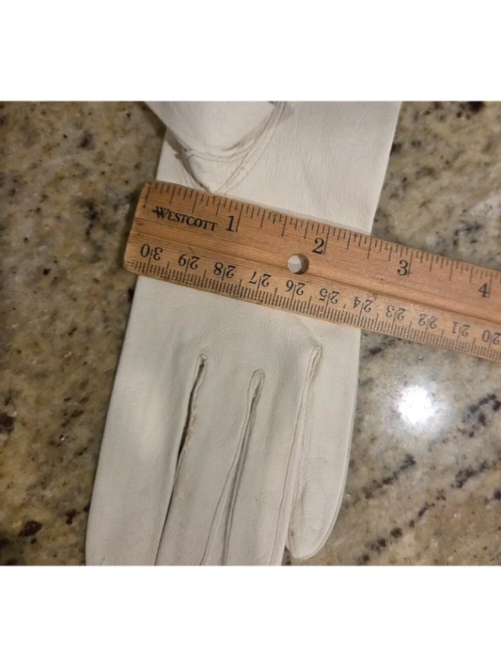 Vintage Size S Off-White Leather Formal Gloves Wrist Button 13